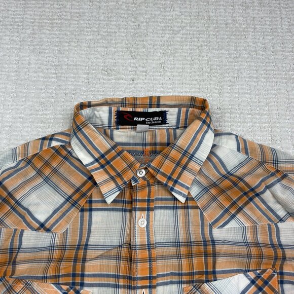 Rip Curl The Search Plaid Orange/Blue Button Up Mens Large Surf Beach Skate READ - Picture 2 of 16